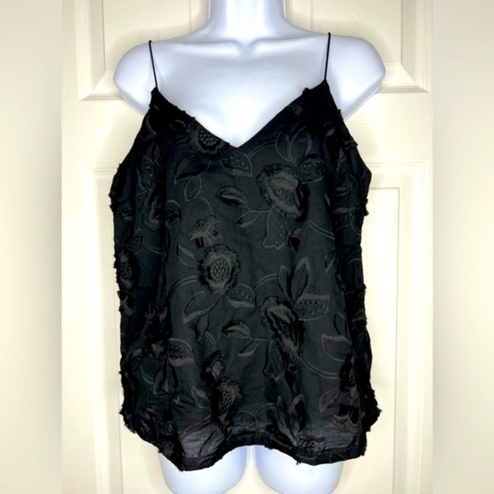 NWT Ophelia Roe Women’s Small Black Embroidered Floral Cami Tank Top S